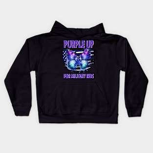 Purple Up For Military Kids Military Child Month USA Flag Kids Hoodie